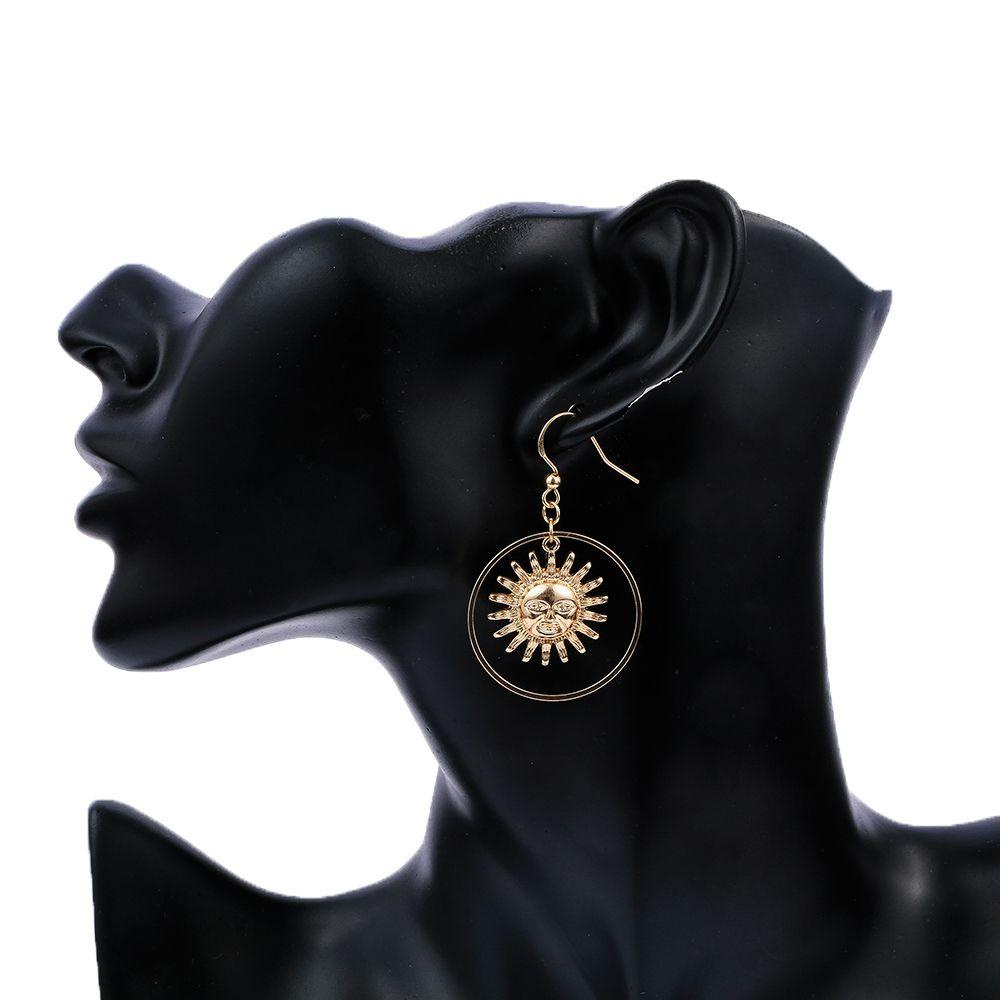 1 Đôi Bông Tai Tròn Mặt Trời Cỡ Lớn Phong Cách Hàn Quốc Thời Trang Cho Nữ VANES1