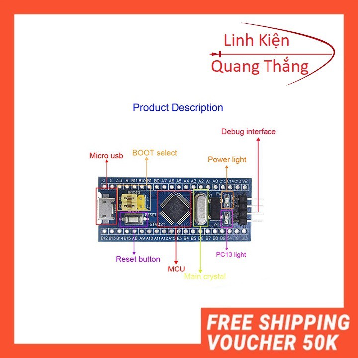 Kít học lập trình stm32f103c8t6 mini