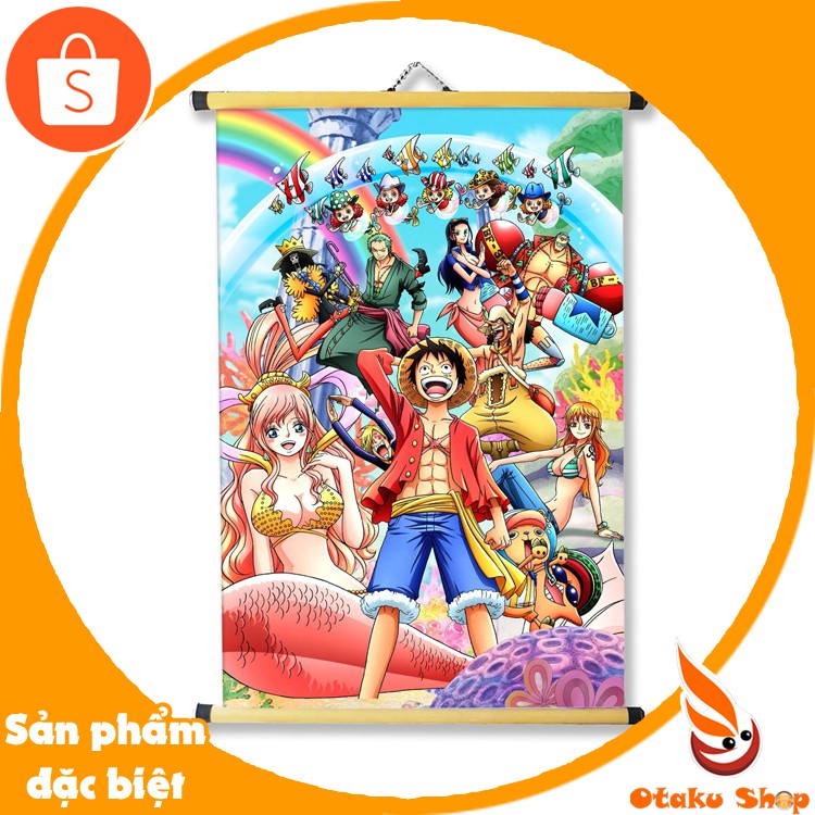 Tranh Treo vải A2 in hình Anime One Piece - Luffy-Zoro-Nami-Usopp-Sanji-Chopper-Robin-Franky-Brook - Otakushop