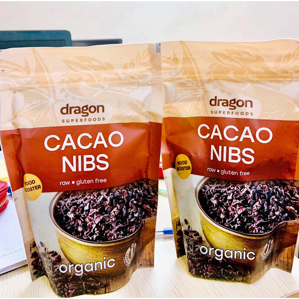 Cacao nibs (ngòi) hữu cơ Dragon Superfoods 200g