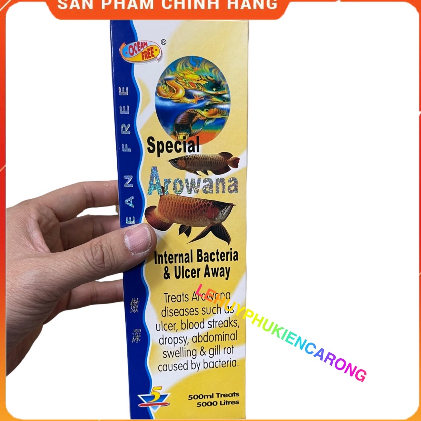 Chai số 5 OCEAN FREE Trị Nấm Đen Kênh Vảy và Diệt Khuẩn Cho Cá Rồng Chai 500ml Hàng Chính Hãng