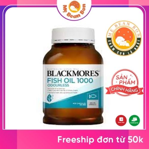 Dầu Cá 400 Viên Blackmores Fish Oil 1000mg Úc, không mùi dạng viên to so với mini caps dành cho mọi lứa tuổi và bà bầu