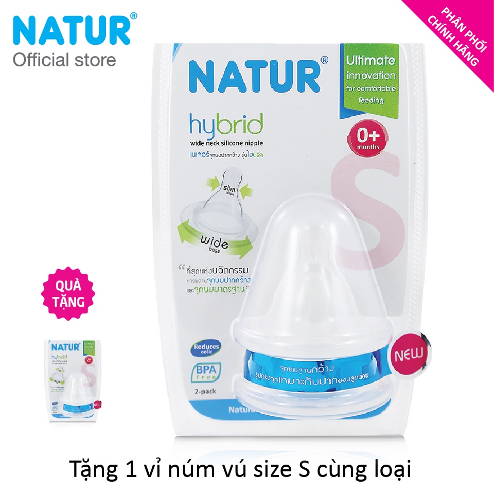 Núm vú Silicon Natur cổ rộng Size S (Mua 1 vỉ tặng 1 vĩ cùng loại )