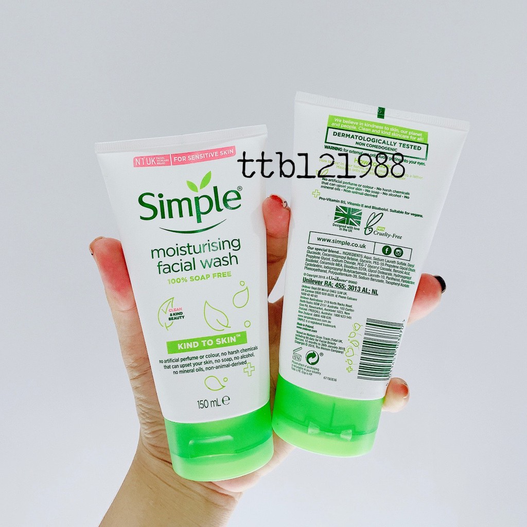 Sữa Rửa Mặt Simple Moisture Facial Wash + Simple Gel + T-zone + Escenti + Micellar