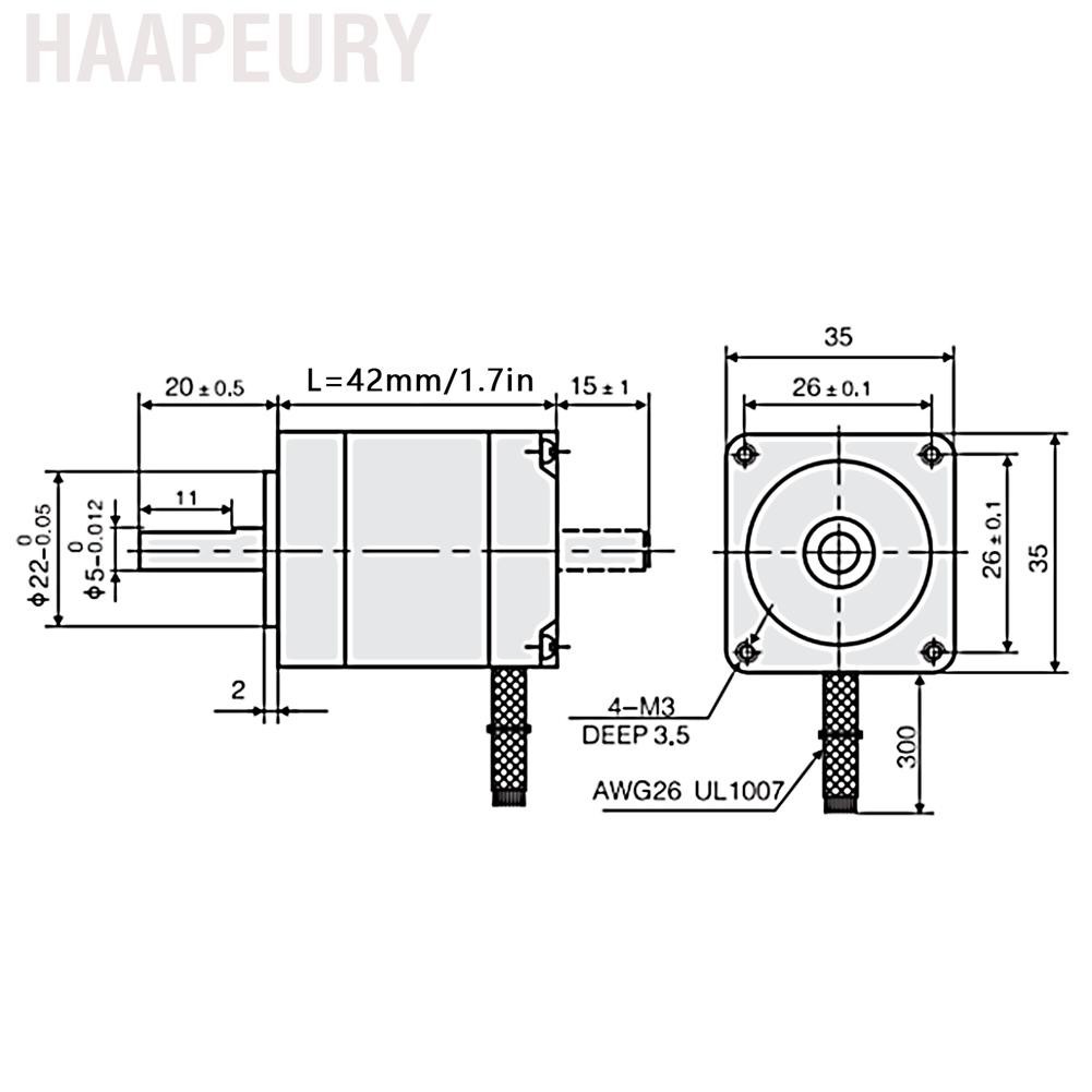 Động Cơ Bước Haapeury 1.8 Độ Nema 14 2 Phase 4 Dây 35mm Cho Máy In 3d