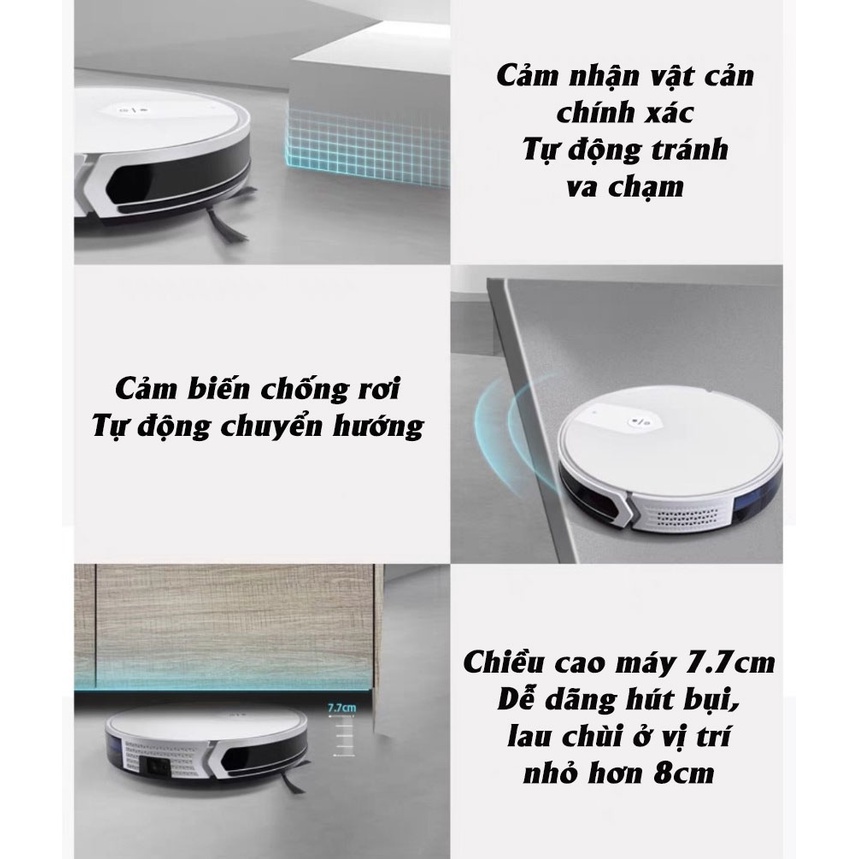 Robot Hút Bụi Tự Động E06 Điều Khiển Qua App Điện Thoại, Robot Hút Bụi Lau Nhà Thông Minh ES06 Chống Rơi Tự Động Sạc