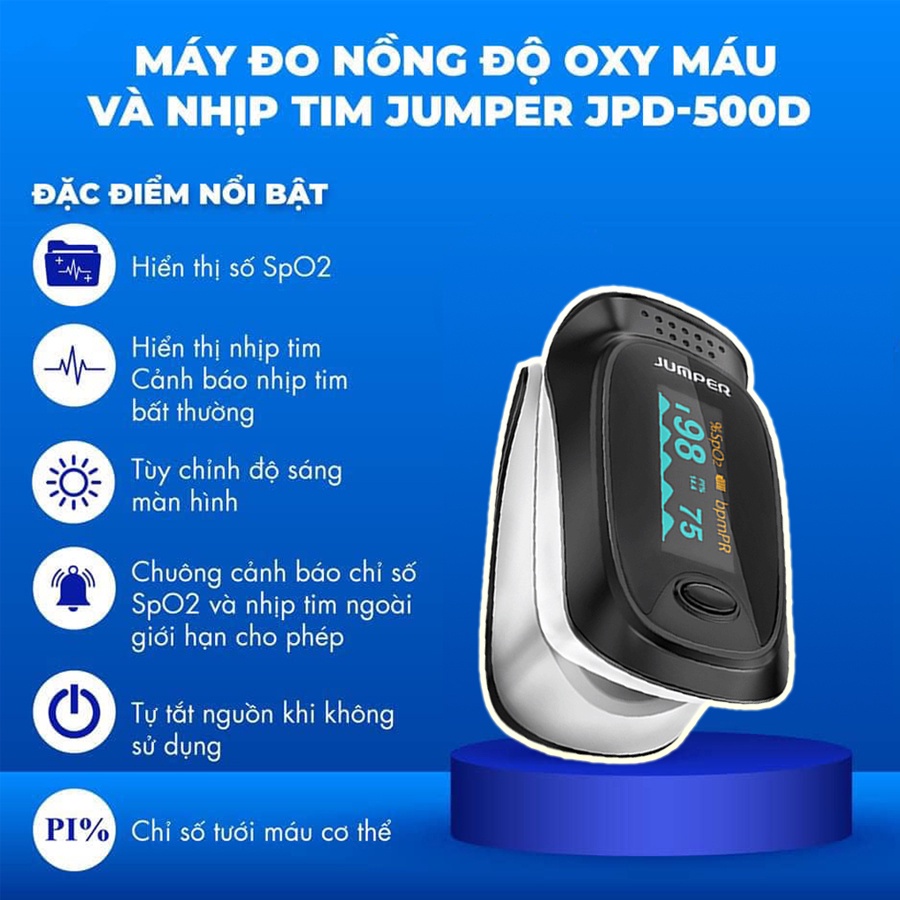 Máy đo nồng độ oxy trong máu SpO2 Jumper JPD-500D màn hình OLED Bảo hành 24 tháng