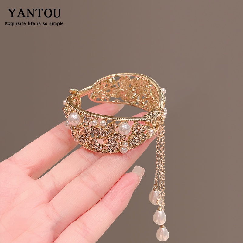 Kẹp Tóc Tua Rua Đính Ngọc Trai Nhân Tạo Phong Cách Mới 2022