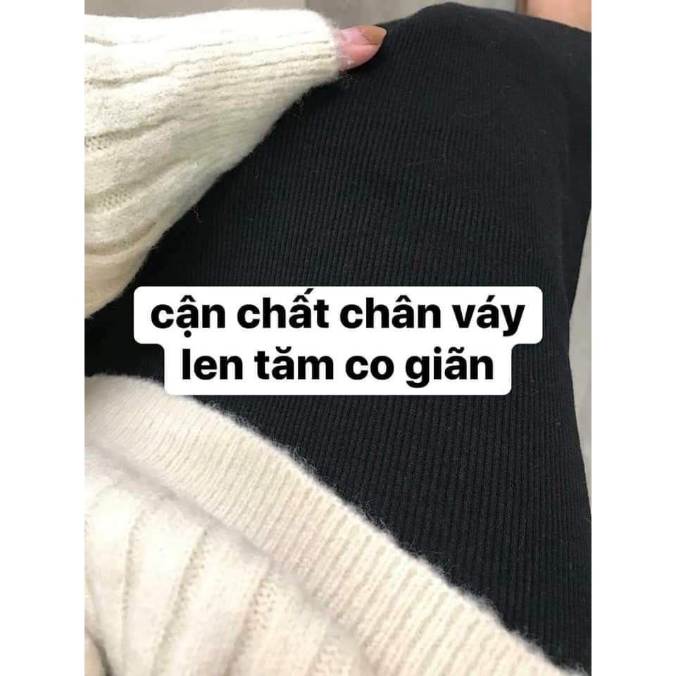 CHÂN VÁY LEN TĂM MIDI DÁNG DÀI - CHÂN VÁY XẺ TÀ ULZZANG