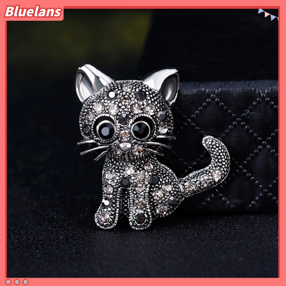 Ghim Cài Áo Hình Mèo Đính Đá Nhân Tạo Thời Trang Cho Nữ