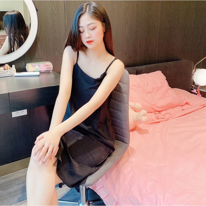 Váy 2 dây dáng suông chất đũi