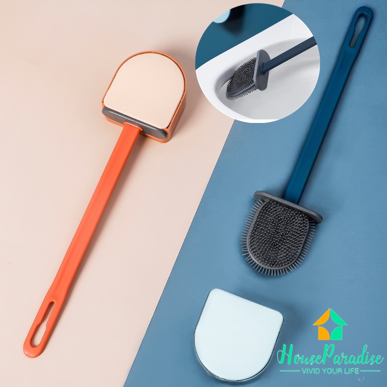 Set Bàn Chải Silicon Vệ Sinh Toilet Kèm Đế Gắn Tường Tiện Dụng (Có Bán Lẻ Bàn Chải)