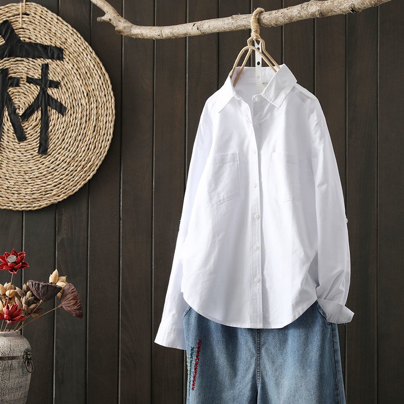 Áo Sơ Mi Cotton Oxford Tay Dài Phong Cách Nhật Bản Mới Thoáng Khí Thời Trang Mùa Xuân Cho Nữ