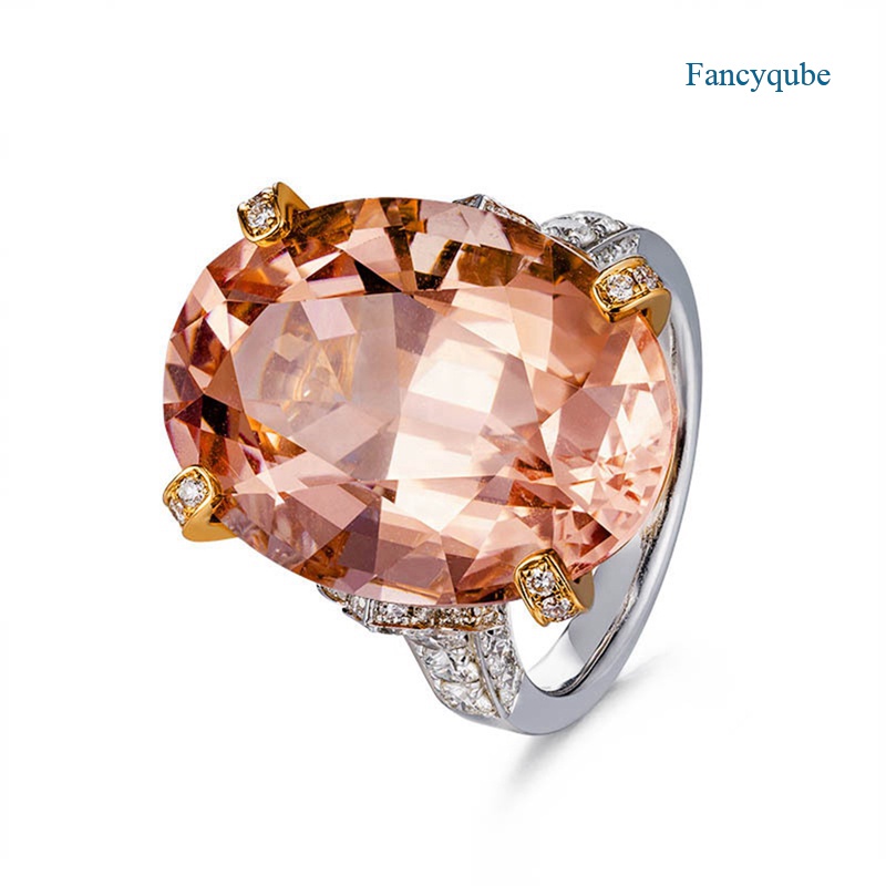 Nhẫn mạ bạc 925 đính đá Zirconia 13x18mm thời trang cho nữ