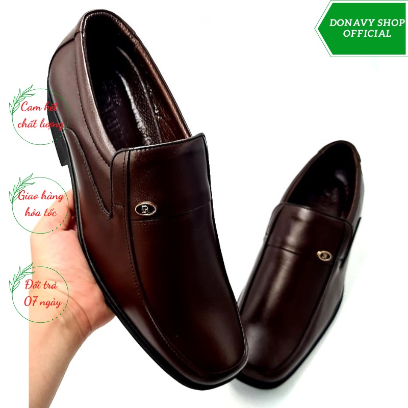 Giày Lười Nam Da Bò 100% - Đế Cao Su Cao 3cm - Da Nappa Mềm Mại Rất Êm Chân - May Full Quai Chắc Chắn D.gtR.