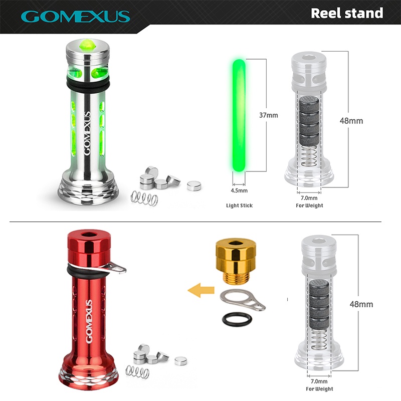 Trục tay cầm GOMEXUS Emeraldas Spheros chống rơi để câu cá mực ban đêm cho máy câu Shimano Daiwa R4