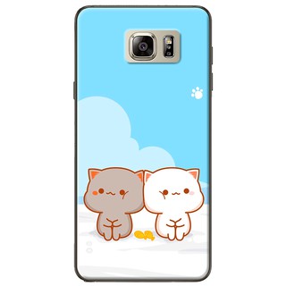Ốp lưng Samsung Note 4, Note 5, Note 8, Note 9 Mèo mập nền xanh