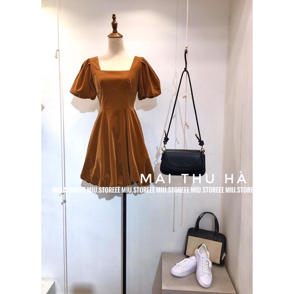 VÁY NHUNG TAY BỒNG XOÈ XINH MẶC TẾT VNTBXX