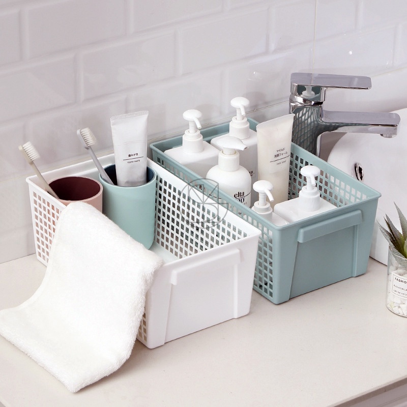 Rổ Nhựa Đựng Đồ đa năng, có tay cầm, hai màu pastel phong cách Nhật Bản, phù hợp decor, trang trí phòng