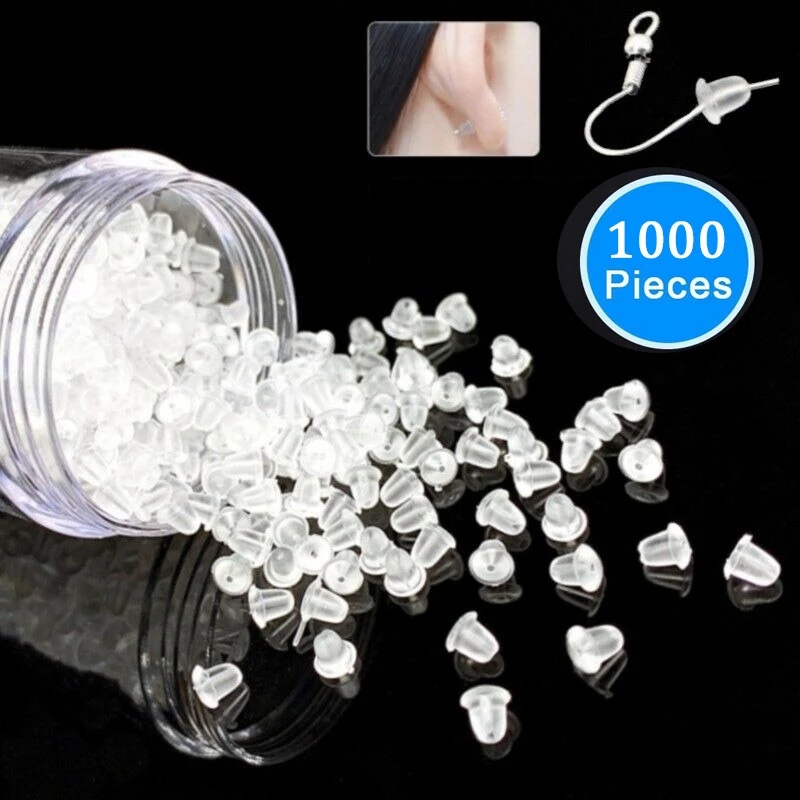 Set 1000 Nút Chặn Bông Tai Trong Suốt 4Mm Dùng Làm Bông Tai Thủ Công Diy