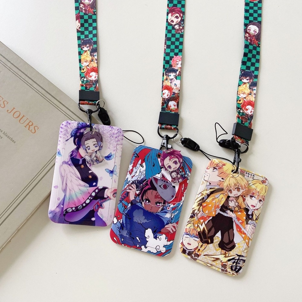 Set dây đựng thẻ ID/thẻ xe buýt in hình anime Demon Slayer chống thất lạc dành cho học sinh