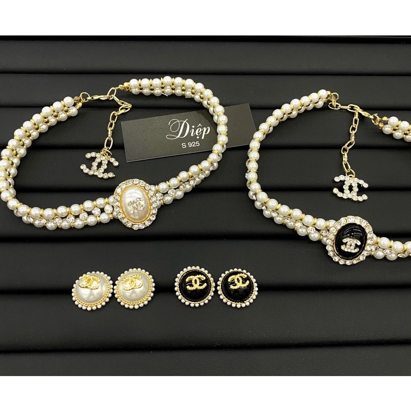 Vòng cổ ngọc nhân tạo phối đá xinh .hót trend