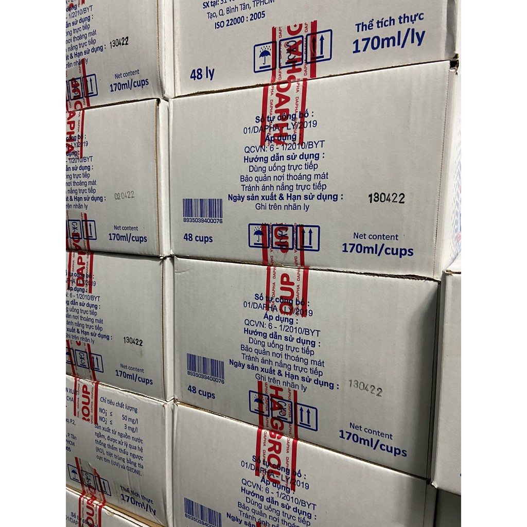 Thùng 48 Ly Nước Suối Tinh Khiết Dapha Ly Nhựa 170ml Đãi Đám Tiệc - Kèm Ống Hút HSD 13-04-22