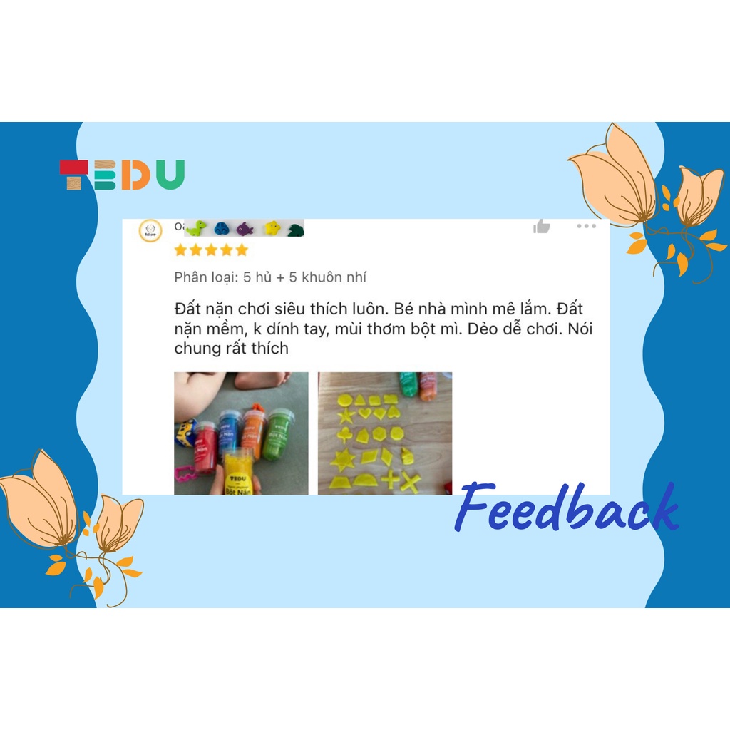 Bột nặn TEDU đất nặn an toàn hủ 140gram - Set 6 hủ có khuôn
