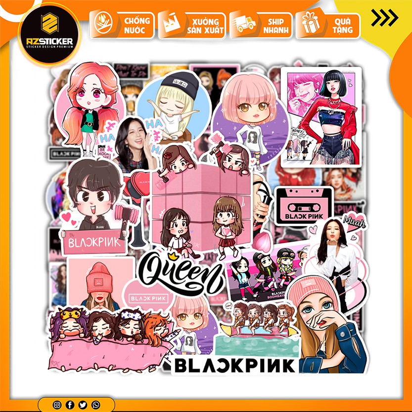 [Set 50+ Hình] Sticker In Hình Black Pink | Dán Nón Bảo Hiêm, Điện Thoại, Laptop, Bình Nước...Chống Nước, Chống Bay Màu.