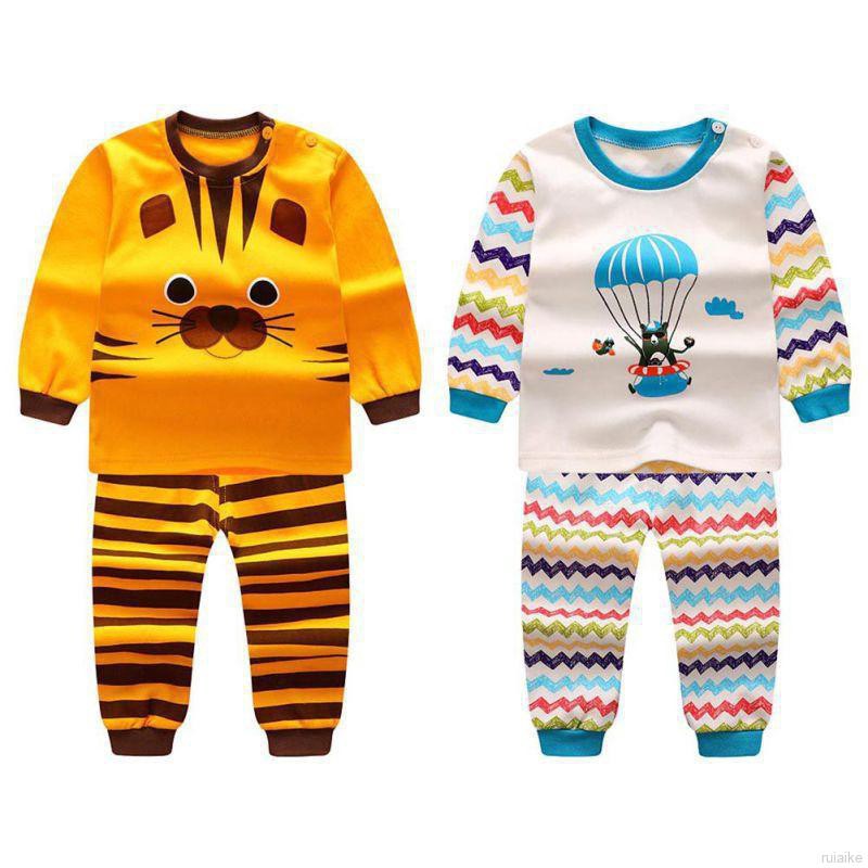 Bộ Đồ Ngủ Pijama Dài Tay In Họa Tiết Hoạt Hình Cho Bé