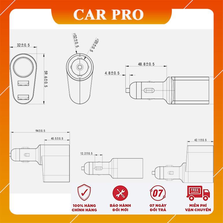 Chia tẩu sạc nhanh Yopin - 1 tẩu 2 USB tích hợp sạc nhanh QC 3.0 - 2.4A - CAR PRO