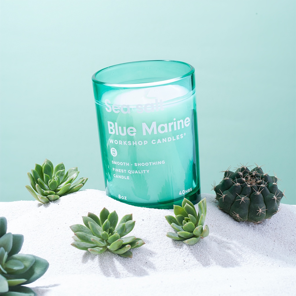 Nến thơm Blue Marine Sea Salt Workshop Candles H&amp;H Home 8 oz mùi hương biển khơi thanh mát