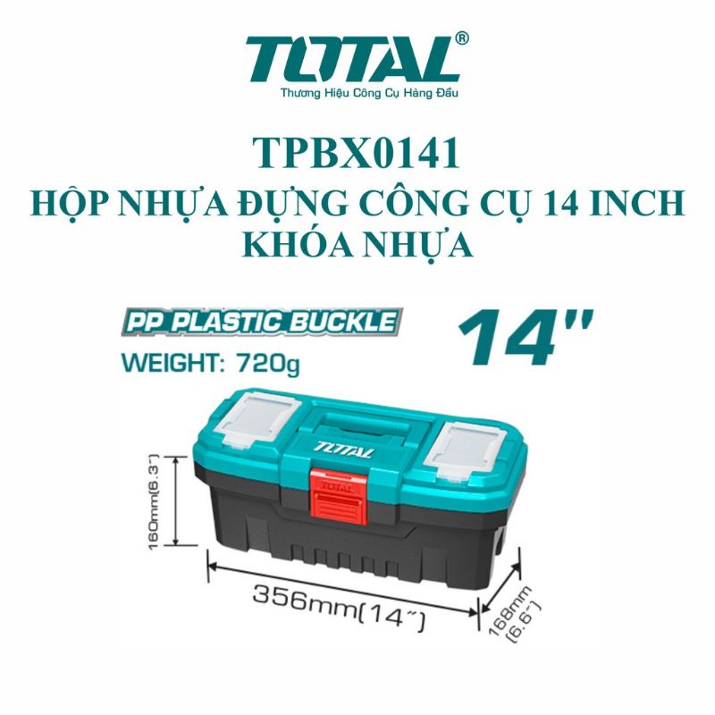 Thùng đựng đồ nghề 14 inch (khoá nhựa) tải trọng 10kg TOTAL TPBX0141