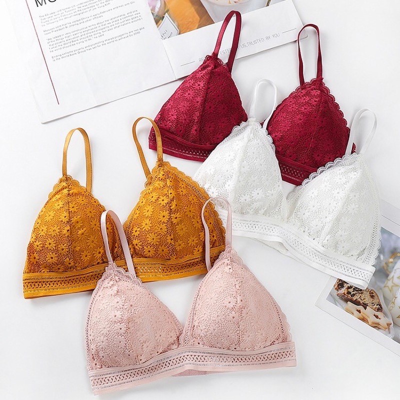 Áo Bra ren hoa cúc không gọng có đệm Cao cấp 7338