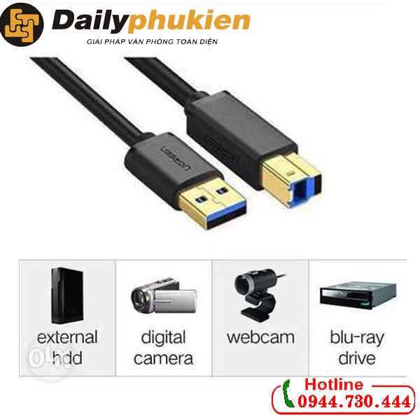 Dây USB 3.0 cho ổ cứng HDD, máy in 2m UGREEN 10372 dailyphukien