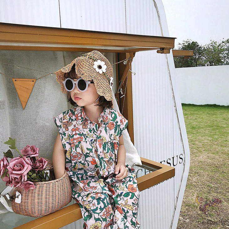 Áo Liền Quần In Hoa Cho Bé Gái