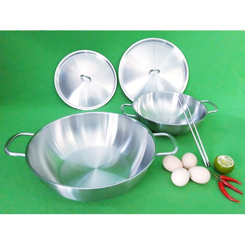 Chảo xào nấu lẩu 2 quai 24cm inox 304