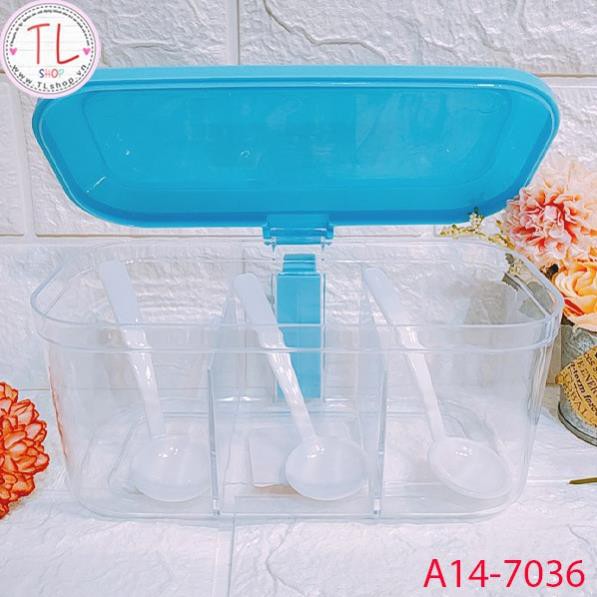 Hộp đựng gia vị tiện lợi ba ngăn