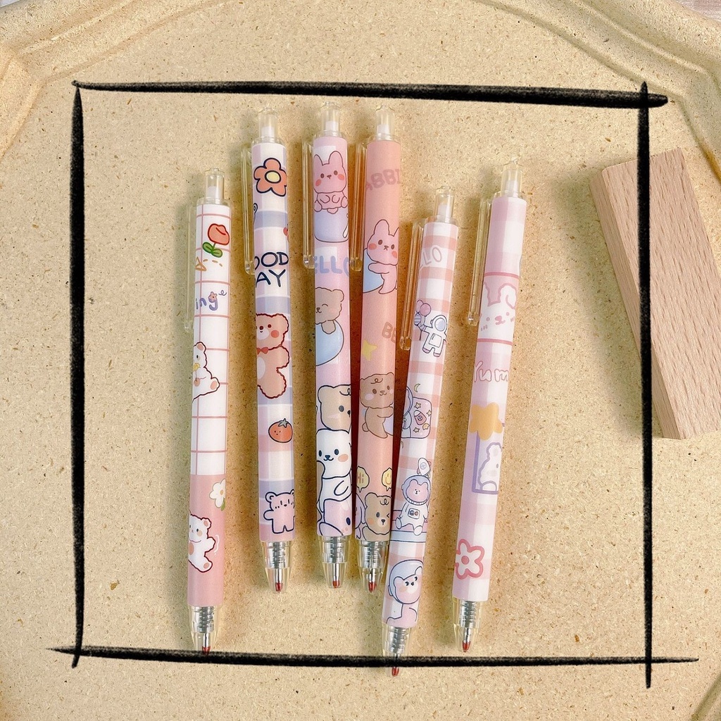 Bút mực nước màu đen vỏ dễ thương dùng để ghi chép học tập take note