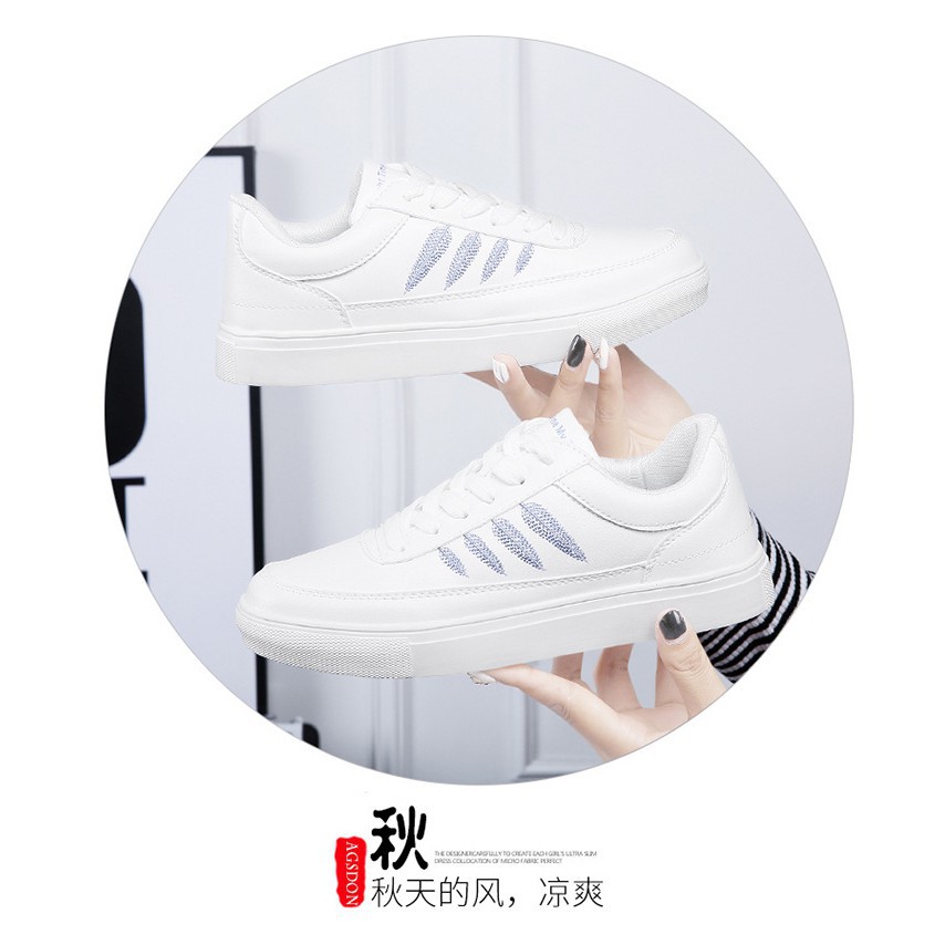 Giày sneaker nữ trắng hình 3 chiếc lá