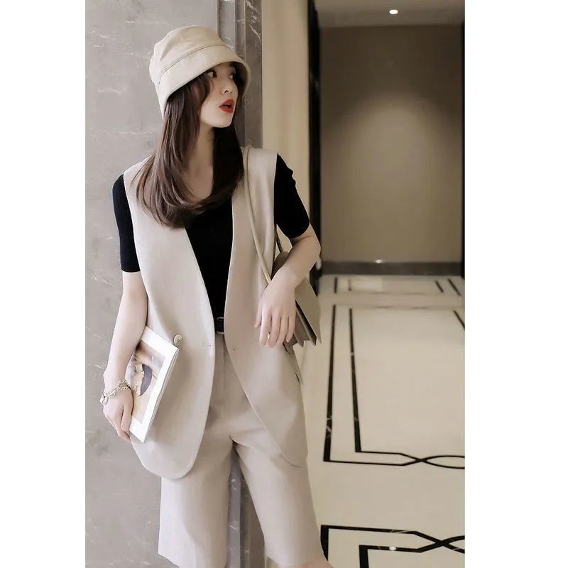 Set Áo Vest + Quần Short + Áo Thun Thời Trang Dành Cho Nữ