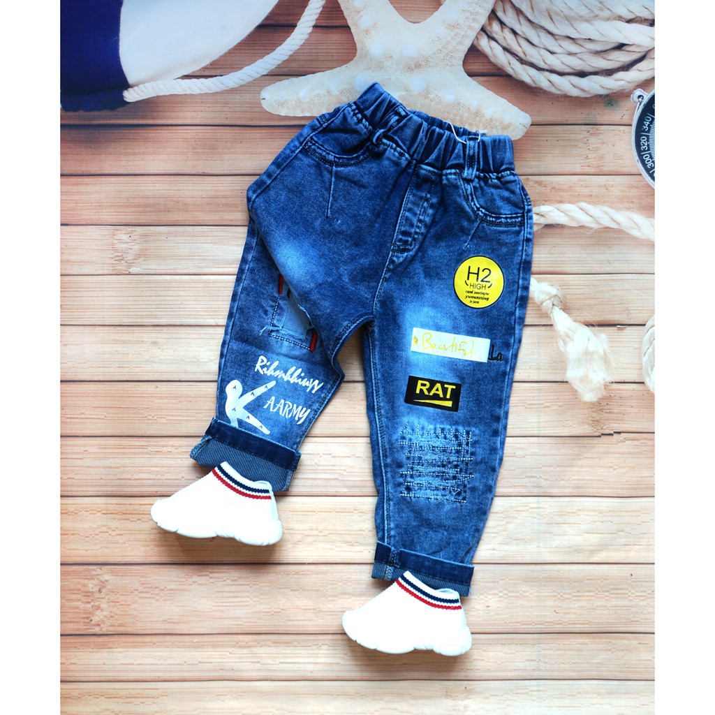 Quần jean cho bé trai VNXK chất vải cotton co giãn mềm mịn [ảnh shop chụp 100%] QB1