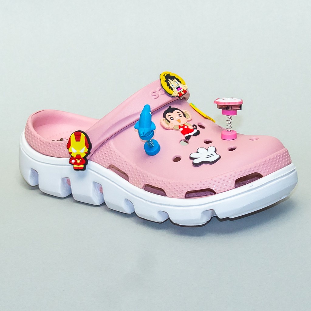 Dép cross hồng đế trắng lượn sóng unisex cao cấp💖FREESHIP💖sục cross bít đầu hotrend DU01