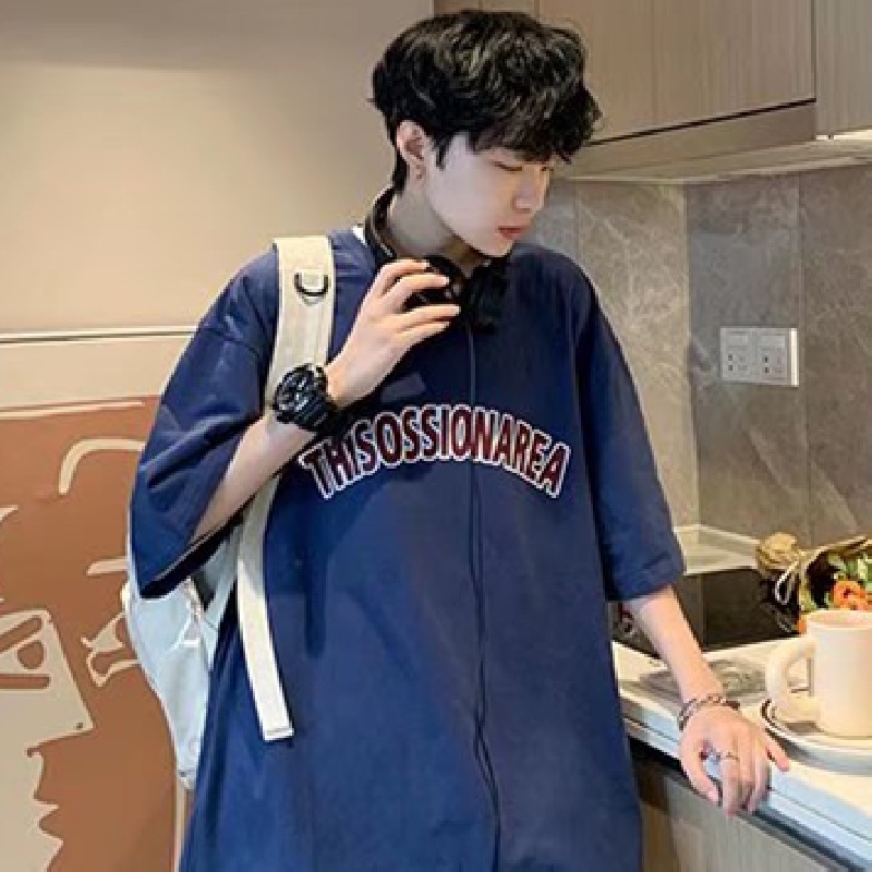 Áo Thun Tay Ngắn Dáng Rộng In Chữ Phong Cách Hip Hop Đường Phố Hàn Quốc Thời Trang Mùa Hè Cho Nam Cỡ M-5XL