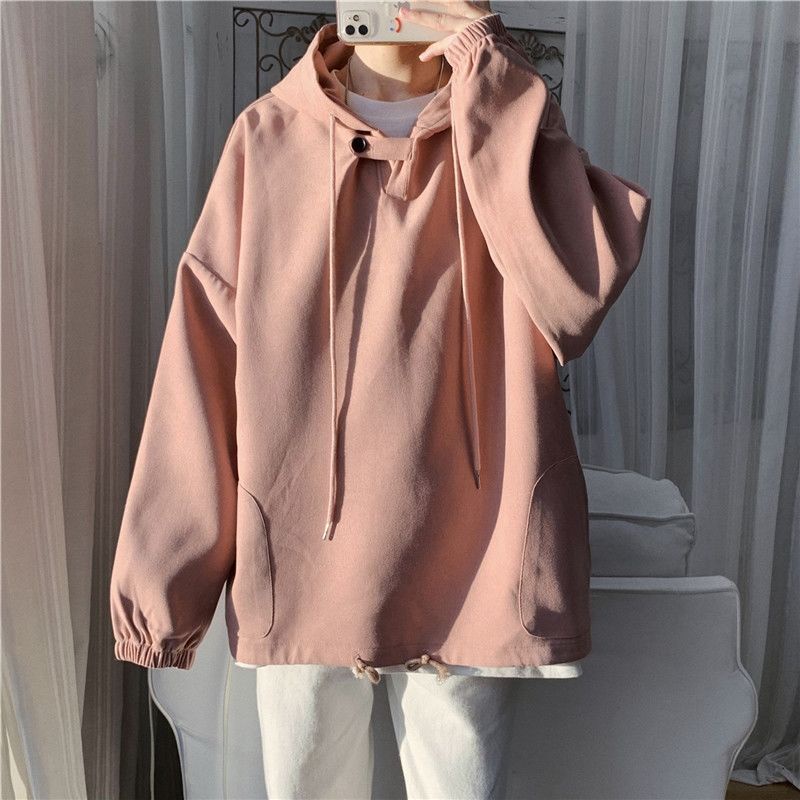 Áo Khoác Hoodie Màu Trơn Dáng Rộng Thời Trang Hàn Quốc 2022 Cho Nữ