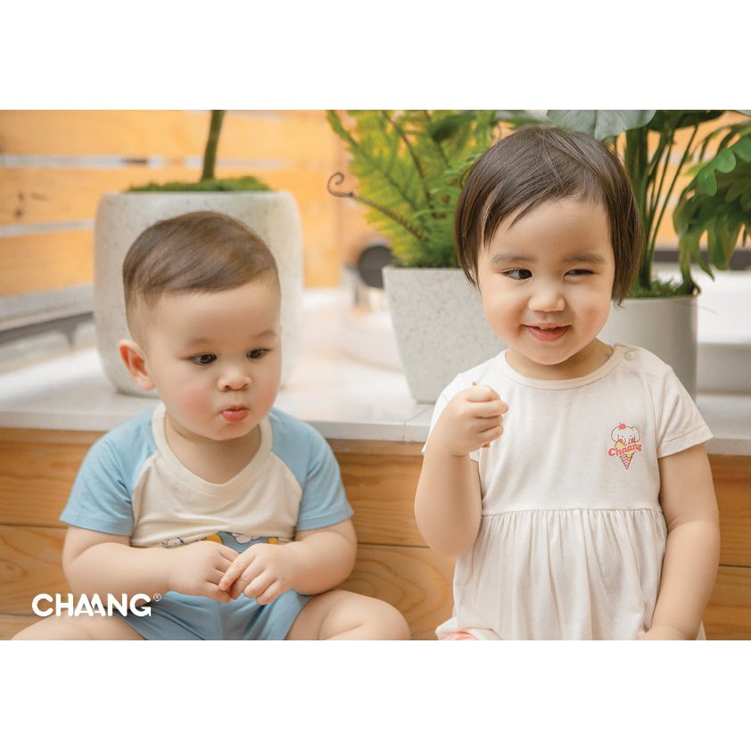 [CHAANG] Bộ Babydoll Summer hồng hãng Chaang, BST Chaang Summer 2021, quân áo trẻ em Chaang cotton an toàn cho bé