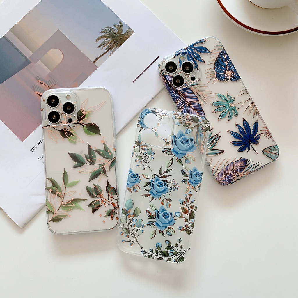 Ốp điện thoại trong suốt họa tiết bông hoa sang trọng thích hợp cho IPHONE 11 12 13 PRO MAX X XR XS SE 2020 7+ 8 PLUS