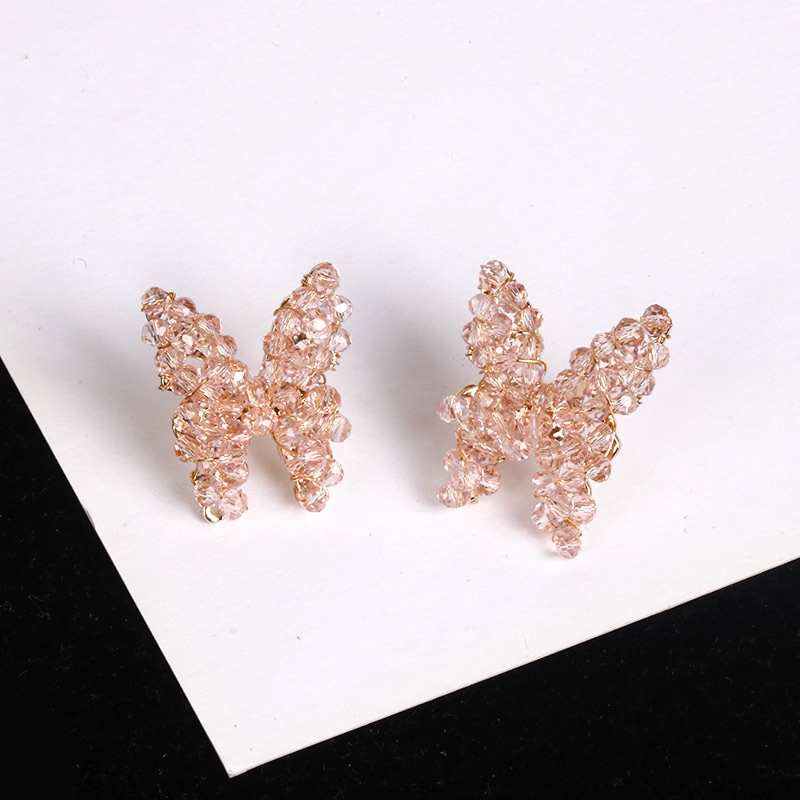 Bông Tai Mạ Bạc 925 Hình Bướm Đính Đá Phong Cách Hàn Quốc