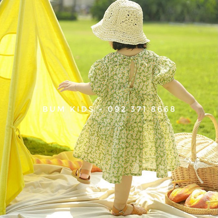 Váy hoa cúc xanh lá cực xinh cho bé gái từ 8-35kg cao cấp G04