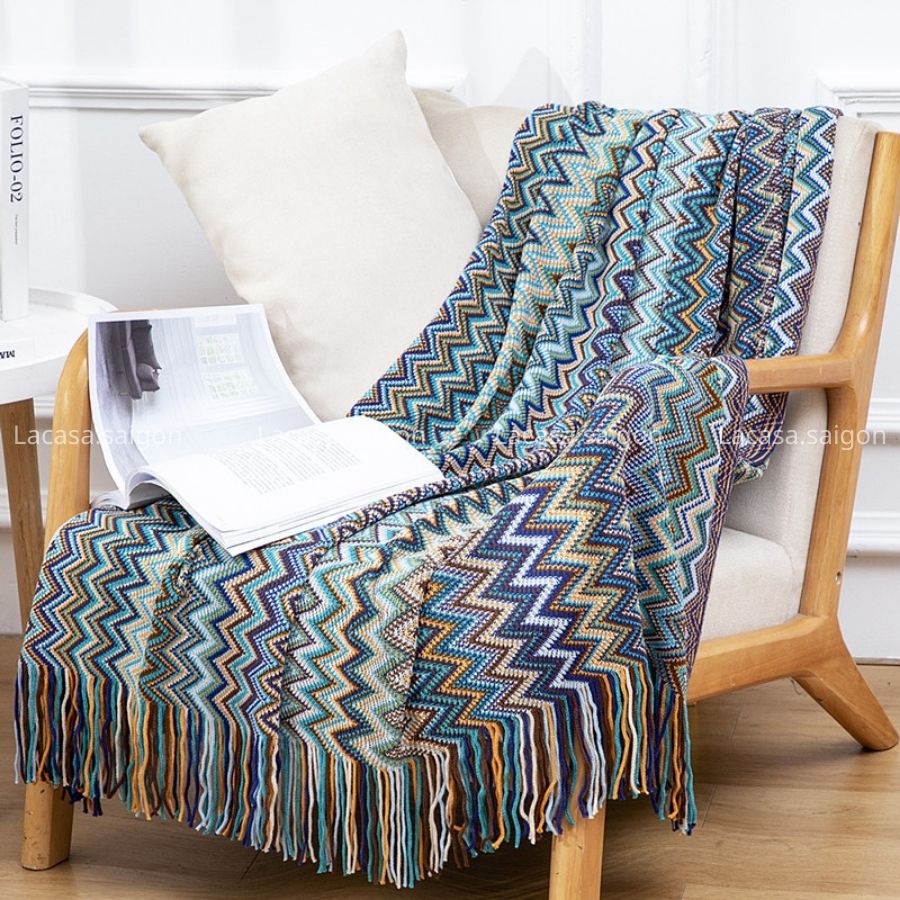 Thảm len trải sofa phong cách Bắc Âu/ khăn/ chăn len phủ ghế vintage - Minimalist cotton-wool Sofa Cover Blanket